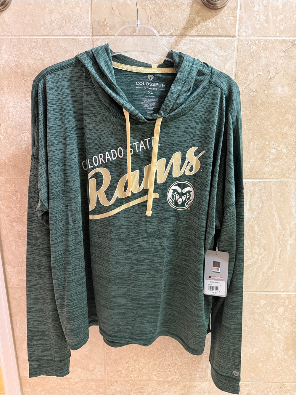 Colosseum Green Colorado State Rams Hooded Pullover with Cream Accents